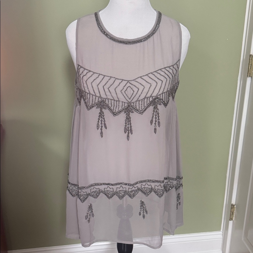 Pretty Silver Beaded Top - L/XL